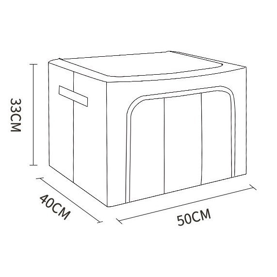 Cutie Depozitare Pliabila Pentru Haine, Organizator Cu Cadru Metalic Si Fereastra, Textil Impermeabil Cu Fermoar Dublu, 66 L, 50x40x33 cm, Bej
