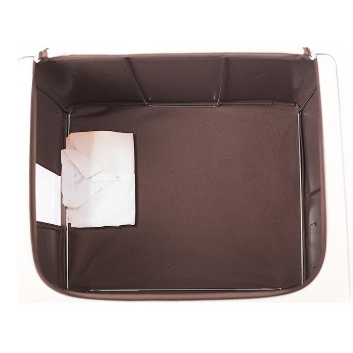 Cutie de Depozitare Pliabila pentru Haine, Cu Fereastra Transparenta si Cadru Metalic, Textil Impermeabil cu Fermoar Dublu, 66 L, 50x40x33 cm, Maro