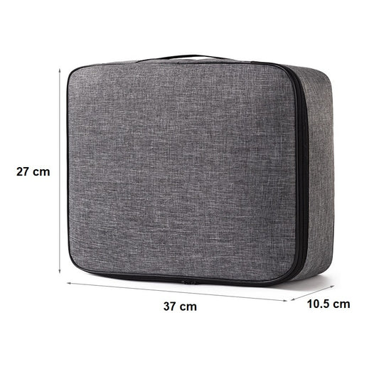 Geanta Pentru Depozitare Acte Si Documente, Organizator Impermeabil Cu Inchidere Fermoar Si Curele Interioare, Material Oxford, 37 x 10.5 x 27 cm, Gri
