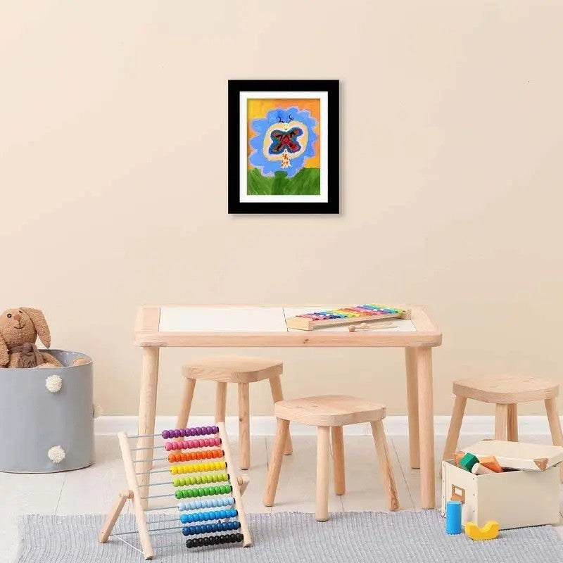 Rama Foto pentru Desene si Picturi, Spatiu Depozitare cu Curele Elastice, Deschidere 180 Grade, Inchidere Magnetica, Lemn MDF si Sticla Securizata, Format A4, Negru