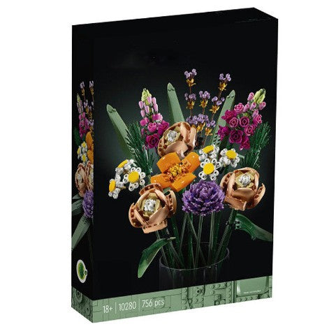 LEGO Creator Expert, Set de Construcție Buchet de Flori, Colecția Botanică cu Tulpini Ajustabile, Plastic Sustenabil, 756 Piese, Multicolor, Model 10280