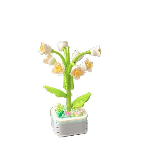 Set de Construcție Lăcrămioară în Ghiveci, Ornament Creativ pentru Copii și Adulți, Plastic ABS, 17.1x6.2 cm, Alb