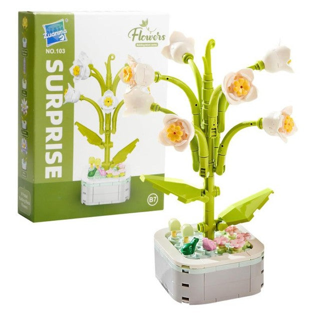 Set de Construcție Lăcrămioară în Ghiveci, Ornament Creativ pentru Copii și Adulți, Plastic ABS, 17.1x6.2 cm, Alb