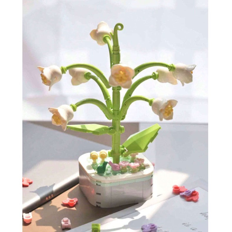 Set de Construcție Lăcrămioară în Ghiveci, Ornament Creativ pentru Copii și Adulți, Plastic ABS, 17.1x6.2 cm, Alb