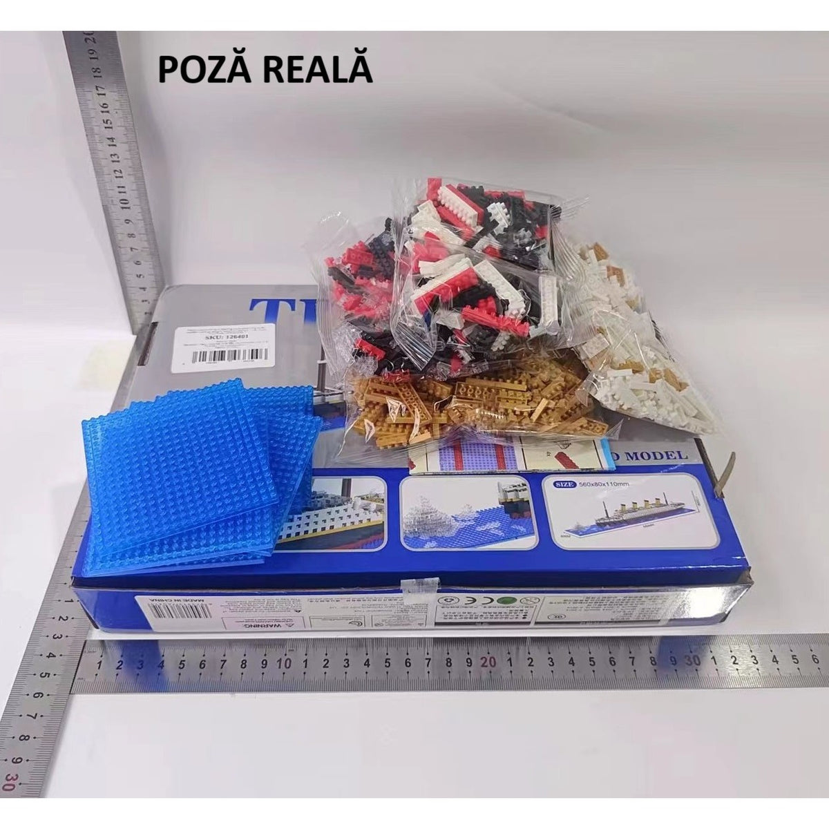 Set de Construcție Vaporul Titanic, Model Navă de Croazieră pentru Adulți și Copii, Ornament Creativ din Plastic, 1787 Piese, 56x11x8 cm, Multicolor