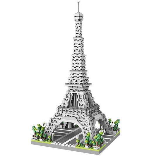 Set de Construcție Arhitectură Turnul Eiffel, Jucărie Creativă Stil Lego, Machetă Colecionabilă Paris, 649 Piese, Gri, 42x20x20 cm