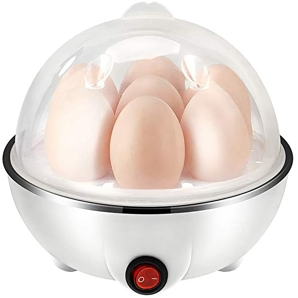 Flipppy Fierbator de Oua Electric, Aparat de Fiert Oua cu Oprire Automata, Capacitate 7 Oua, 350W, Protectie Anti-Ardere, Otel Inoxidabil si PP, 15 x 15 cm, Alb