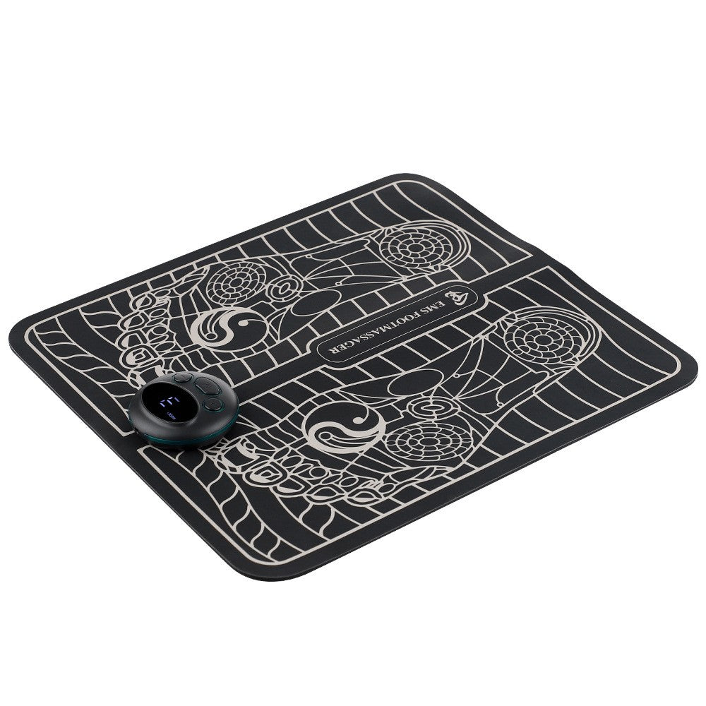 Covoras Masaj Picioare EMS, Stimulator Circulatie si Reflexoterapie, 4 Niveluri Intensitate, Ecran LED, Incarcare USB, Telecomanda Inclusa, Silicon, Negru