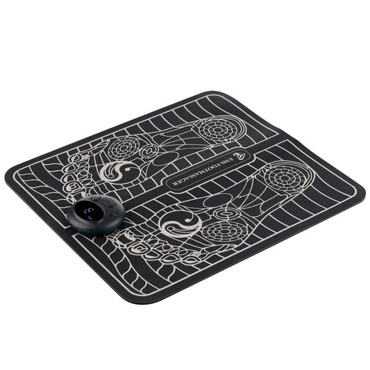 Covoras Masaj Picioare EMS, Stimulator Circulatie si Reflexoterapie, 4 Niveluri Intensitate, Ecran LED, Incarcare USB, Telecomanda Inclusa, Silicon, Negru