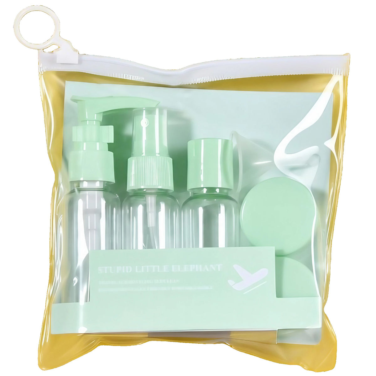 Set Recipiente Calatorie pentru Cosmetice, Kit Reutilizabil cu Gentuta Transparenta, Plastic Rezistent, Verde, 5 Piese, 40 ml si 10 g