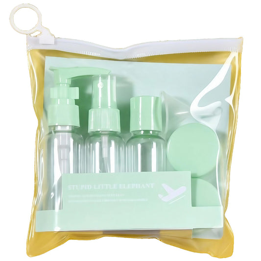 Set Recipiente Calatorie pentru Cosmetice, Kit Reutilizabil cu Gentuta Transparenta, Plastic Rezistent, Verde, 5 Piese, 40 ml si 10 g