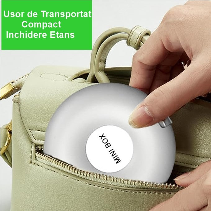 Cutie Depozitare Medicamente si Organizator Pastile, 6 Compartimente, Inchidere Etans cu Clips, Portabila, Plastic Fara BPA, Alb/Gri, 8.4x2.9x8.5 cm
