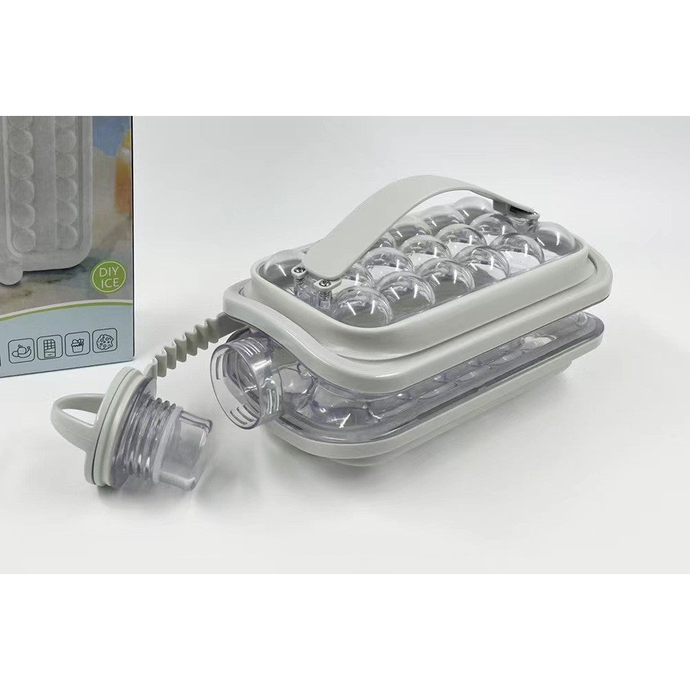Forma Pentru Gheata 2 In 1 Portabila, Sticla Pentru 17 Sfere Si Bilute De Gheata, Silicon PP Fara BPA, 27.5 x 11.4 cm, Alb
