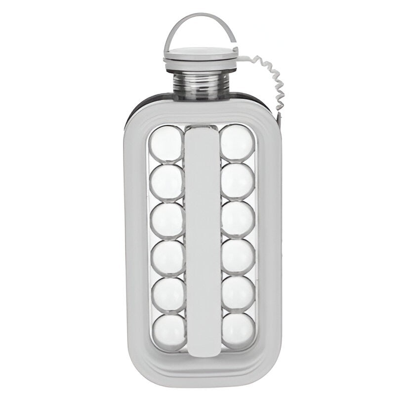 Forma Pentru Gheata 2 In 1 Portabila, Sticla Pentru 17 Sfere Si Bilute De Gheata, Silicon PP Fara BPA, 27.5 x 11.4 cm, Alb