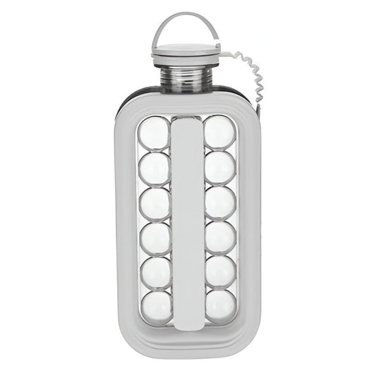 Forma Pentru Gheata 2 In 1 Portabila, Sticla Pentru 17 Sfere Si Bilute De Gheata, Silicon PP Fara BPA, 27.5 x 11.4 cm, Alb