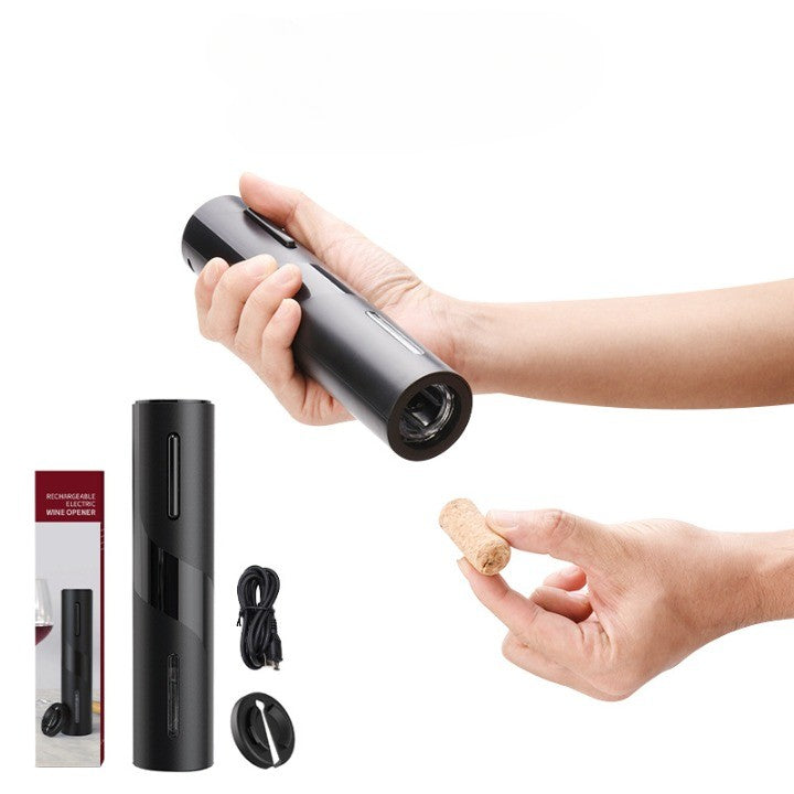 Vinocork, Set Tirbuson Electric Profesional pentru Vin, Deschizator Automat cu Aerator si Dop Vid, Otel Inoxidabil si ABS, 5 Piese, Negru