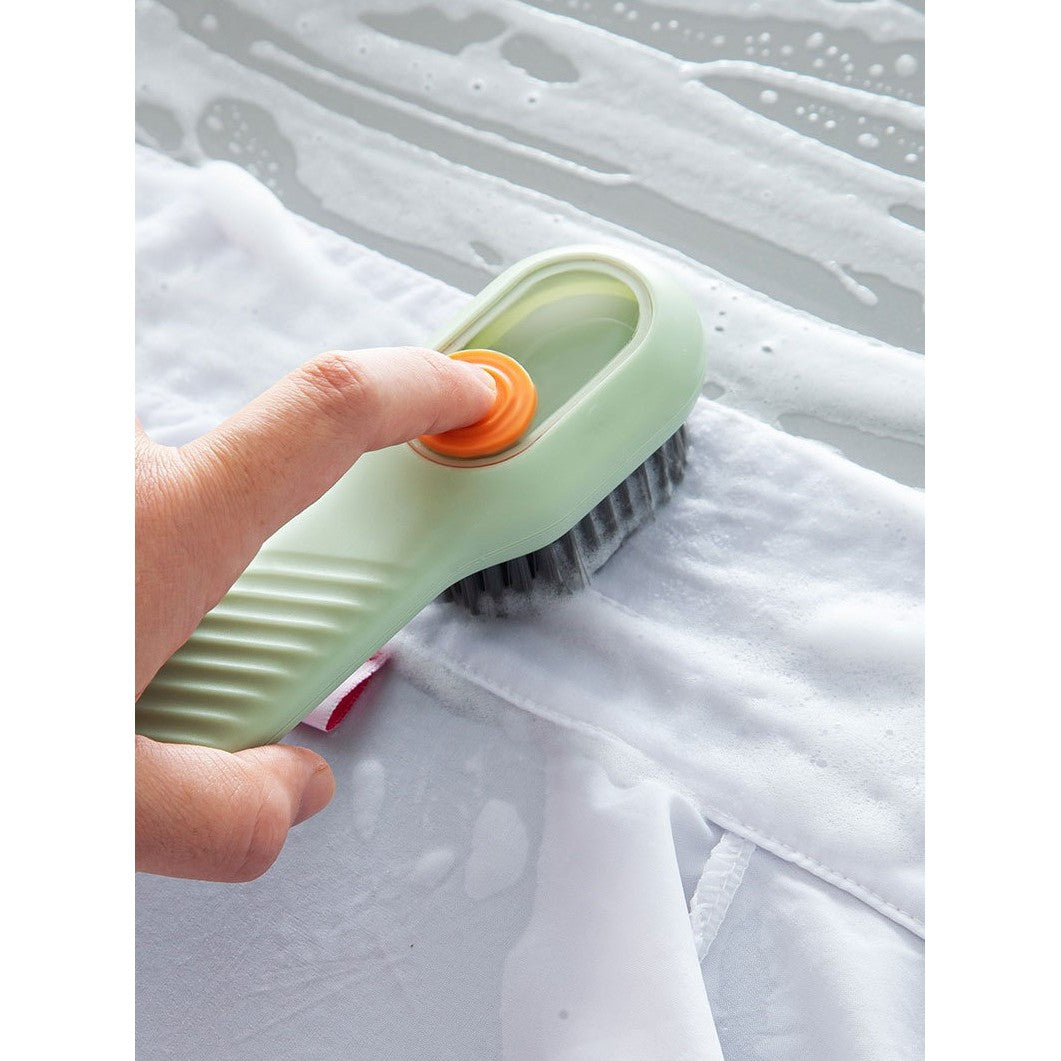 Perie Curatare Incaltaminte si Lenjerie, Recipient pentru Detergent Lichid, Peri Moi Anti-Deteriorare, Plastic, 17.3 x 4.5 x 6 cm, Verde