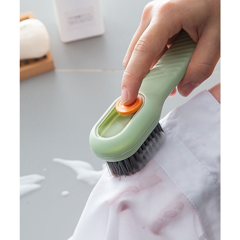 Perie Curatare Incaltaminte si Lenjerie, Recipient pentru Detergent Lichid, Peri Moi Anti-Deteriorare, Plastic, 17.3 x 4.5 x 6 cm, Verde