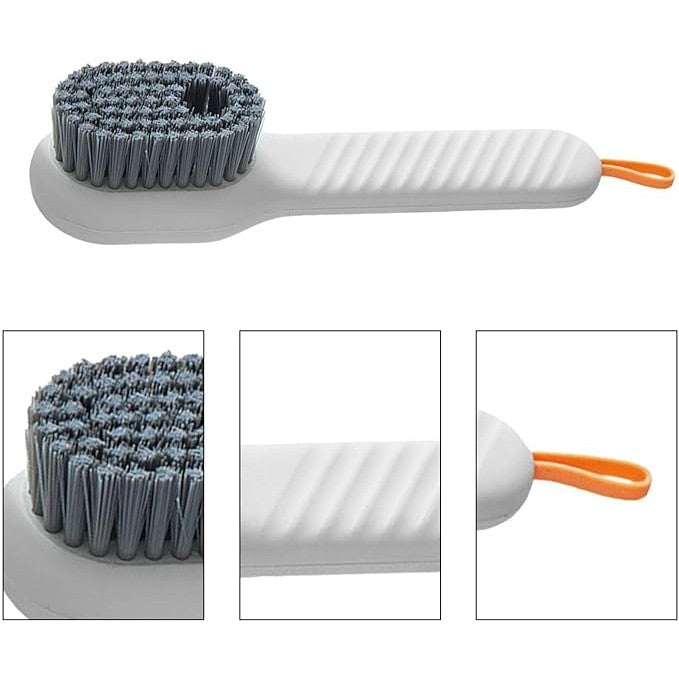 Perie pentru Curatare Incaltaminte si Lenjerie, Dozator pentru Detergent Lichid, Peri Moi din Nylon, Plastic Durabil, 17.3 x 4.5 x 6 cm, Alb