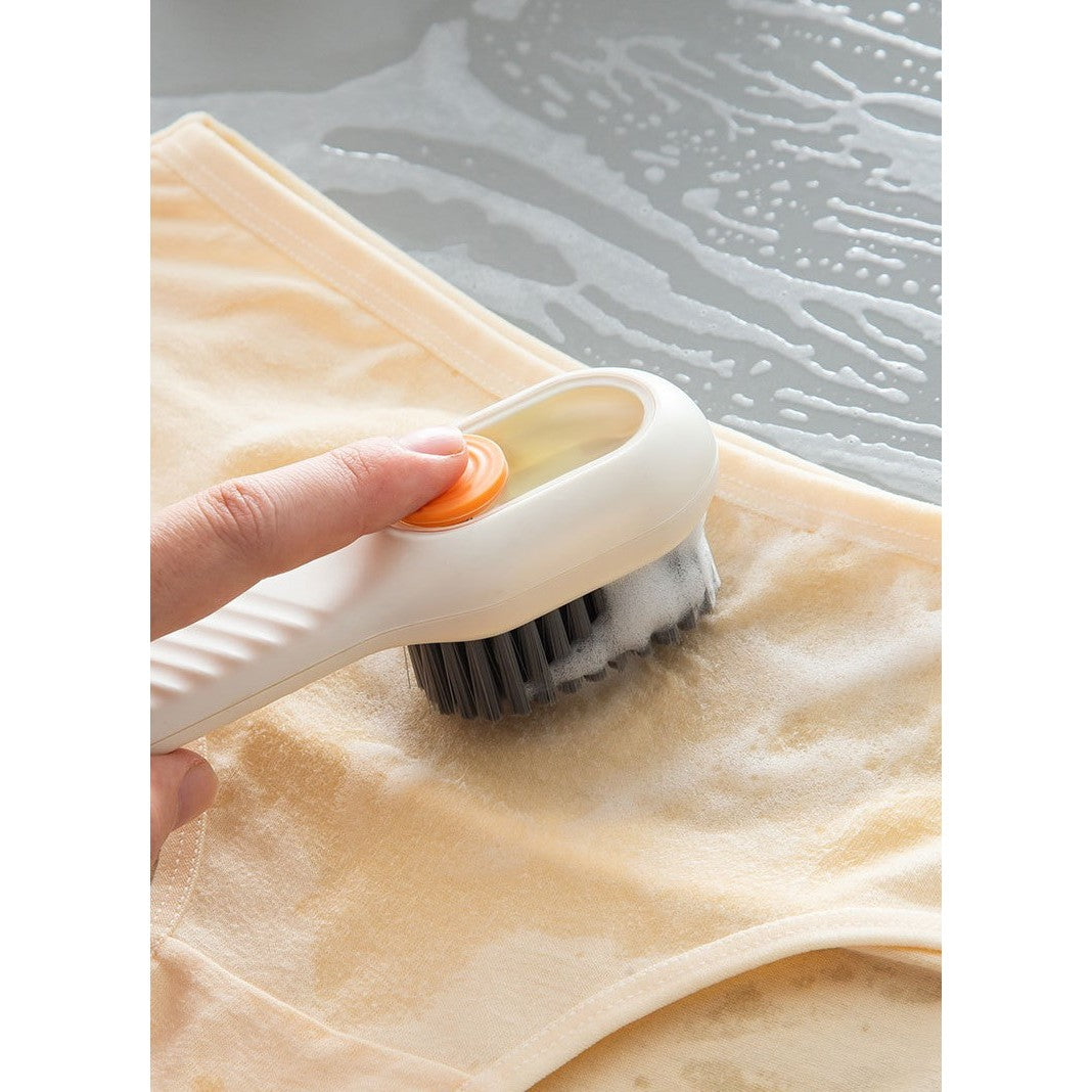 Perie pentru Curatare Incaltaminte si Lenjerie, Dozator pentru Detergent Lichid, Peri Moi din Nylon, Plastic Durabil, 17.3 x 4.5 x 6 cm, Alb