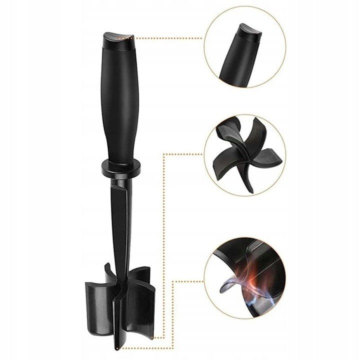 Tocator de Carne Manual si Spatula pentru Amestecat, 5 Lame Curbate Rezistente la Caldura, Plastic ABS de Calitate Alimentara, 28x6 cm, Negru