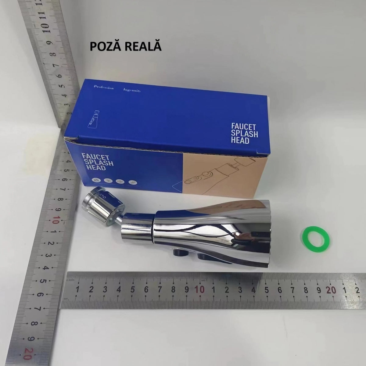 Extensie Robinet Bucatarie, Cap Pivotant cu Rotire 360 Grade, 3 Moduri de Curgere Apa, Otel Inoxidabil, 9.7x5.1 cm, Gri