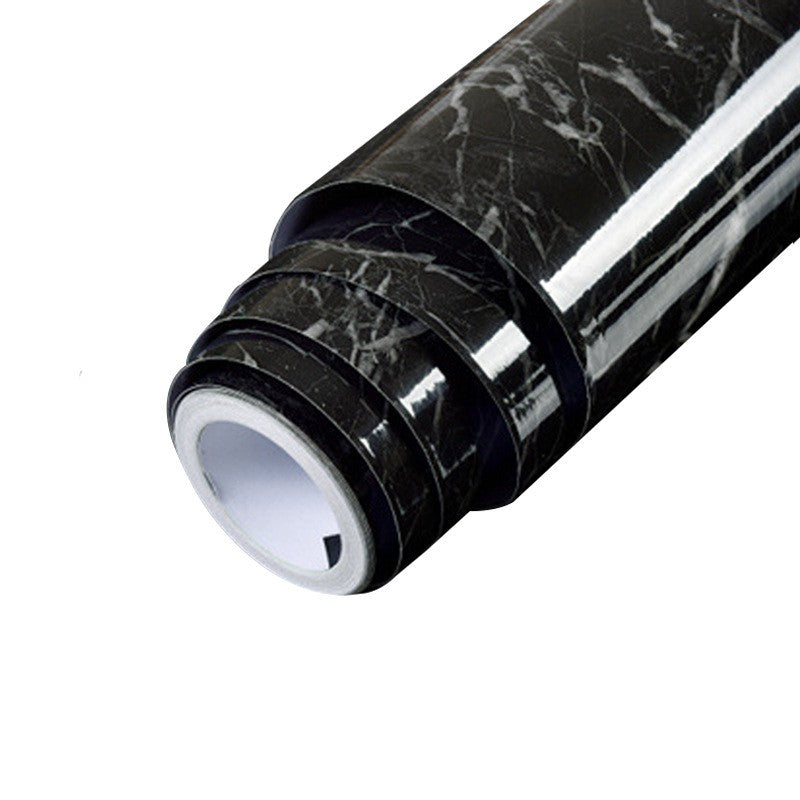 Tapet Autocolant pentru Bucatarie si Mobilier, Folie Autoadeziva cu Efect de Marmura, Rezistenta la Apa, Rola PVC, 40 cm x 100 cm, Negru