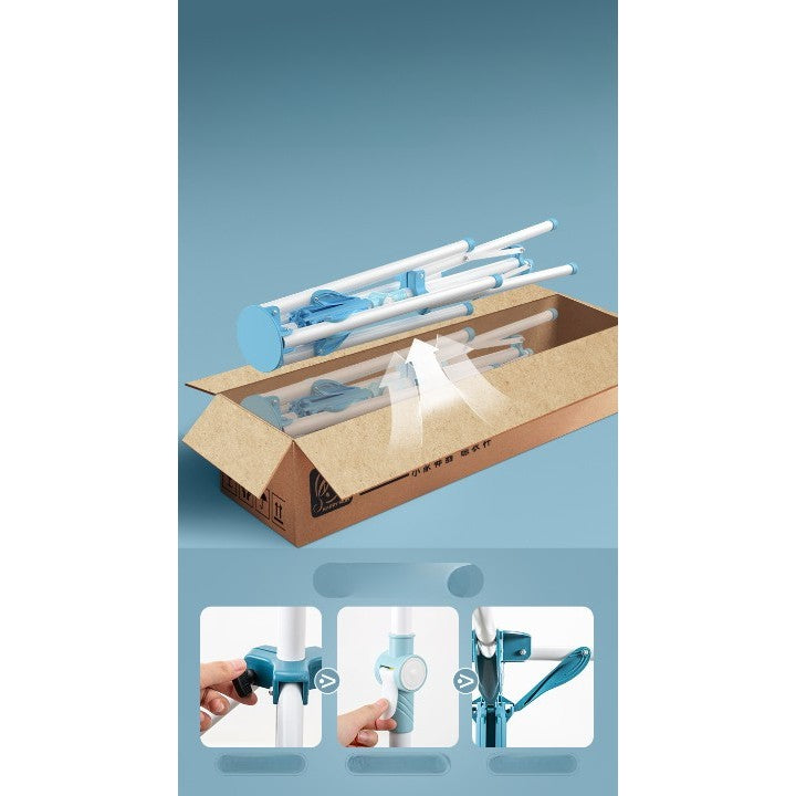 Uscator de Rufe Tip Umbrela, Telescopic si Pliabil, Utilizare Interior si Exterior, 4 Tije Rotative, Aluminiu, Inaltime Ajustabila 108-165 cm, Argintiu/Negru