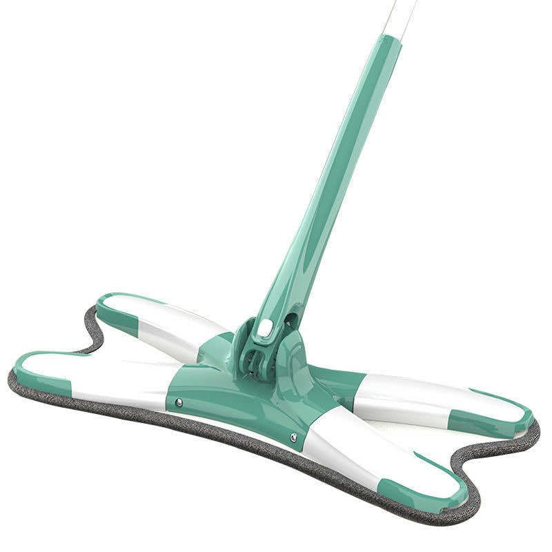 Mop Plat cu Sistem de Stoarcere Tip X, Laveta din Microfibra cu Absorbtie Puternica, Cap Rotativ 360 Grade, Tija Telescopica 140 cm, Verde, 38 x 140 cm