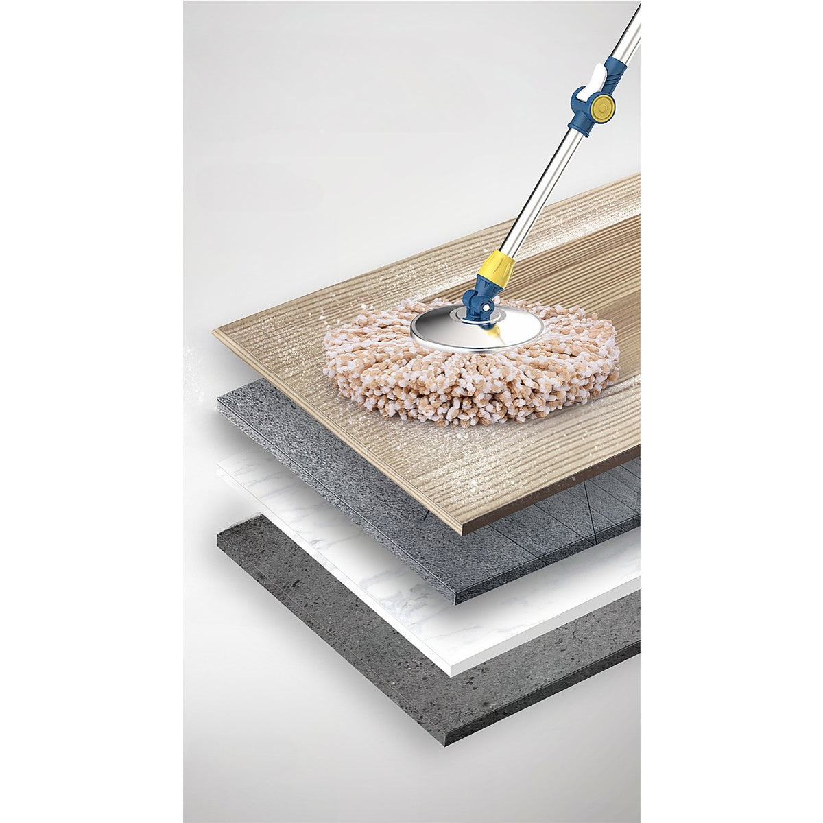Set Galeata si Mop Rotativ 360, Dubla Actiune Centrifuga cu Storcere, Maner Telescopic din Otel Inoxidabil si ABS, 2 Rezerve Bumbac, 46x27x29 cm, Roz