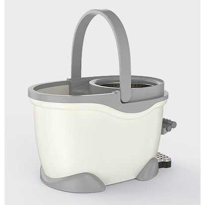 Set Galeata cu Pedala si Mop Rotativ 360 Grade, Stoarcere Centrifuga, Maner Telescopic Otel Inoxidabil, 2 Rezerve Bumbac, 46x30x28 cm, Alb Ivoir