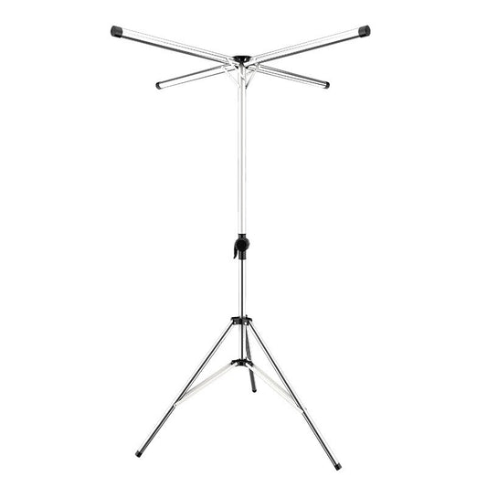 Uscator de Rufe Pliabil, Suport Telescopic cu 4 Brate, Structura Piramidala Stabila, Otel Inoxidabil, Rezistent la Intemperii, Gri, 2.3 kg