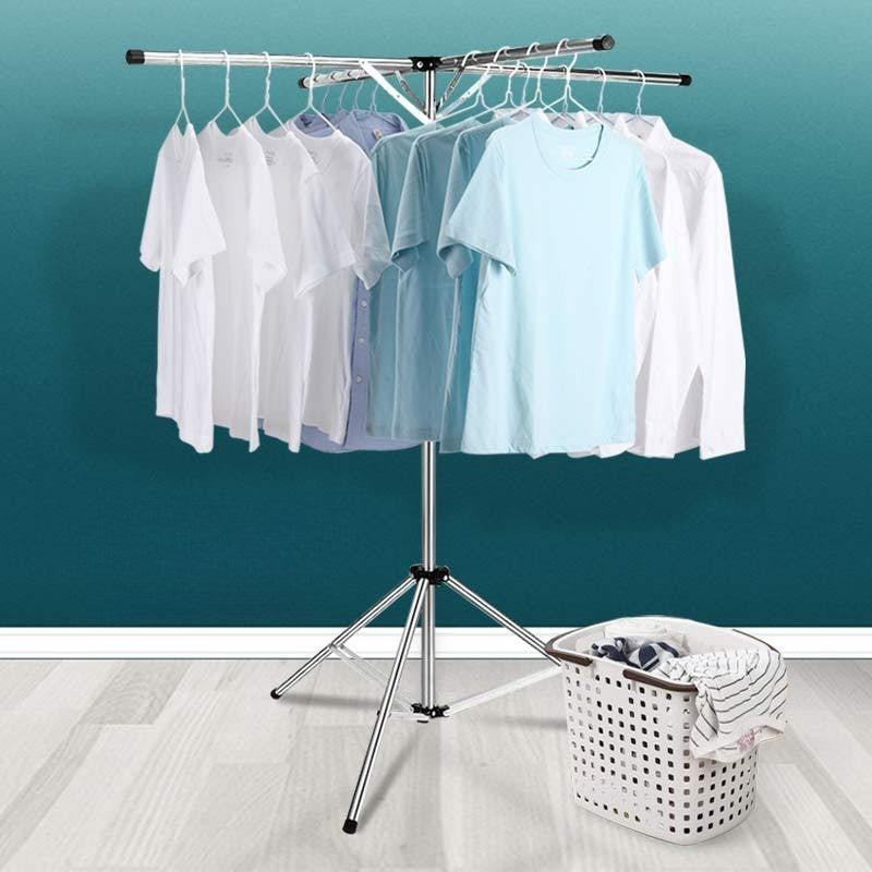 Uscator de Rufe Pliabil, Suport Telescopic cu 4 Brate, Structura Piramidala Stabila, Otel Inoxidabil, Rezistent la Intemperii, Gri, 2.3 kg