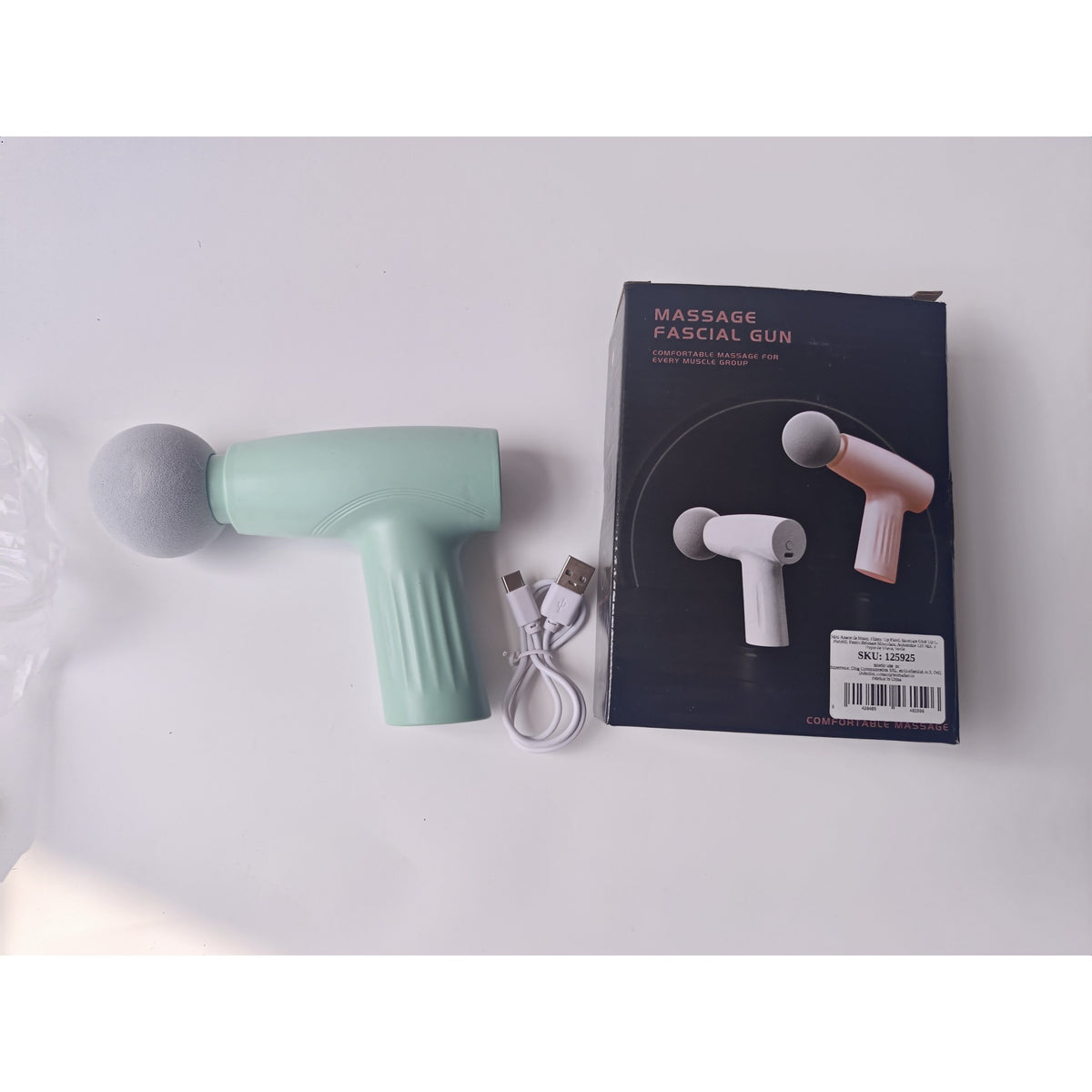Mini Aparat de Masaj Tip Pistol, Dispozitiv Portabil pentru Relaxare Musculara, 3 Trepte de Viteza, Motor Silentios, Incarcare USB Tip C, Autonomie 120 Min, 315 g, Verde