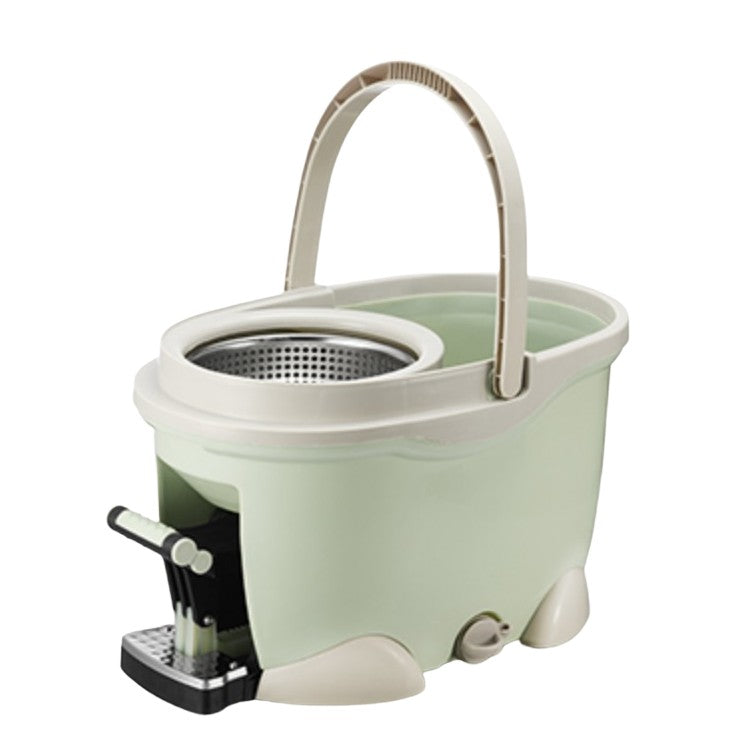 Set Galeata cu Pedala si Mop Rotativ 360°, Sistem de Stoarcere prin Centrifuga x4, Maner Telescopic din Otel Inoxidabil, 2 Rezerve din Bumbac, 46x30x28 cm, Verde Matcha