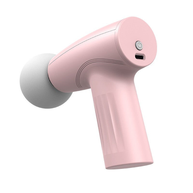 Mini Aparat de Masaj Tip Pistol, Dispozitiv Portabil pentru Relaxare Musculara, 3 Trepte de Viteza, Incarcare USB Tip C, Autonomie 120 Min, Roz