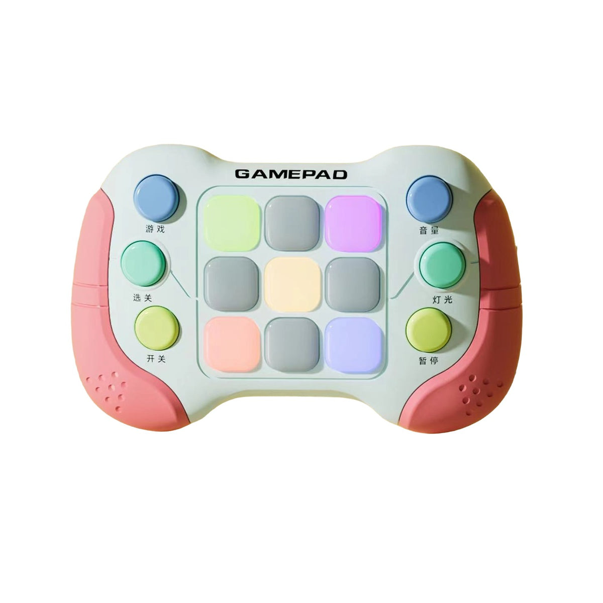 Jucarie Interactiva Tip Consola Pop It, 5 Moduri de Joc si 600 Niveluri, Joc de Memorie si Coordonare cu Lumini RGB, Plastic ABS Fara BPA, Rosu/Gri