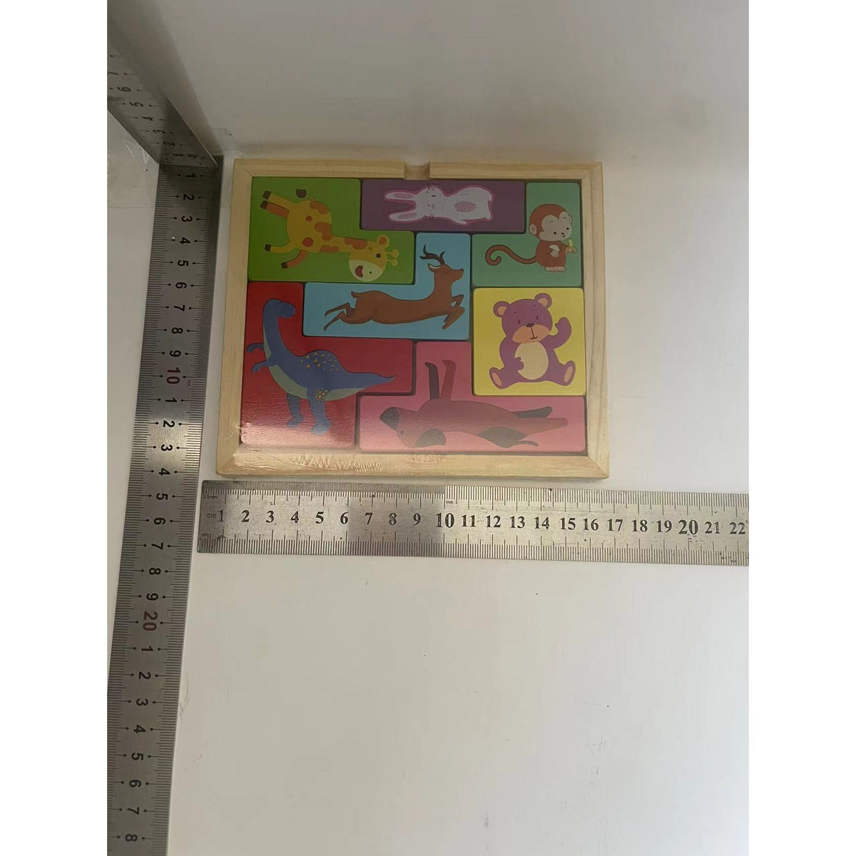 Puzzle din Lemn Tip Tetris pentru Copii, Joc Educativ cu Animale 3D, Dezvoltare Abilitati Cognitive, Lemn Natural, Multicolor, Varsta +4 Ani, 7 Piese