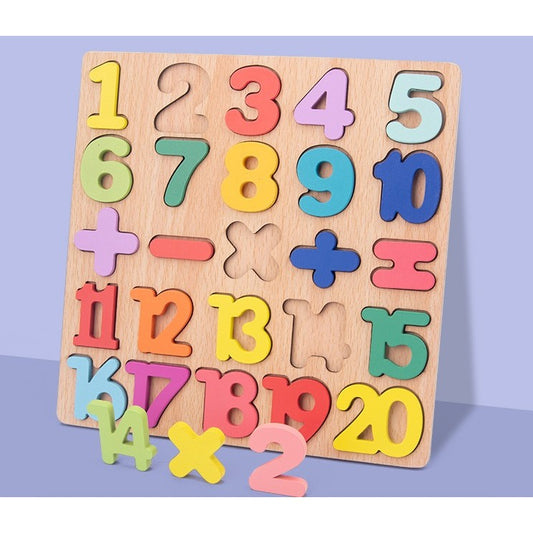 Tabla Montessori, Berbis, din Lemn, Educatie Timpurie Cifre, 25 Piese Lemn, +18 Luni, 20 x 20 cm, Vopsea pe Baza de Apa, Multicolor