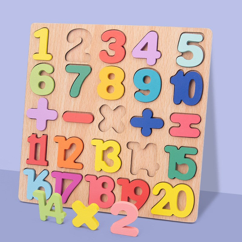 Tabla Montessori, Berbis, din Lemn, Educatie Timpurie Cifre, 25 Piese Lemn, +18 Luni, 20 x 20 cm, Vopsea pe Baza de Apa, Multicolor