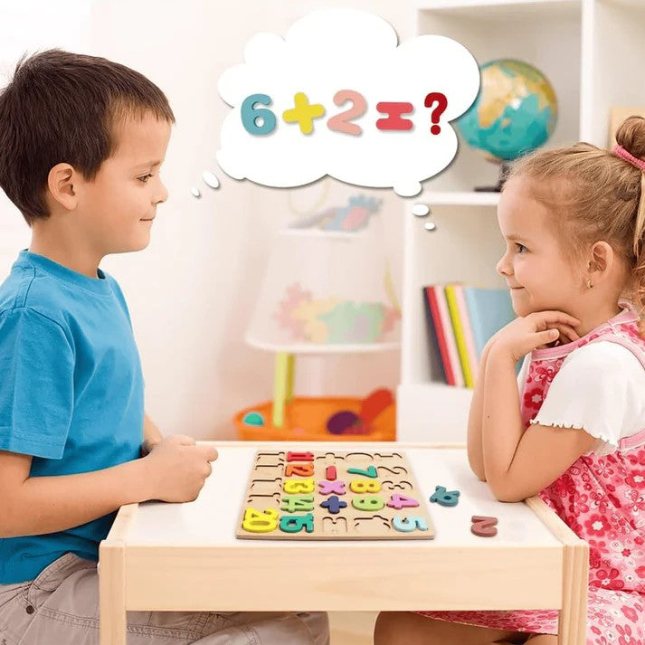 Tabla Montessori, Berbis, din Lemn, Educatie Timpurie Cifre, 25 Piese Lemn, +18 Luni, 20 x 20 cm, Vopsea pe Baza de Apa, Multicolor