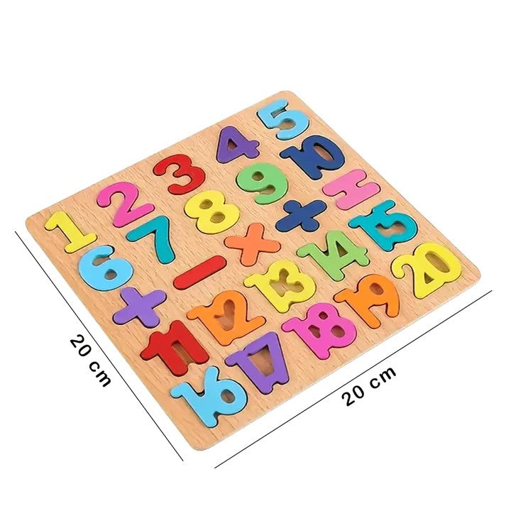 Tabla Montessori, Berbis, din Lemn, Educatie Timpurie Cifre, 25 Piese Lemn, +18 Luni, 20 x 20 cm, Vopsea pe Baza de Apa, Multicolor