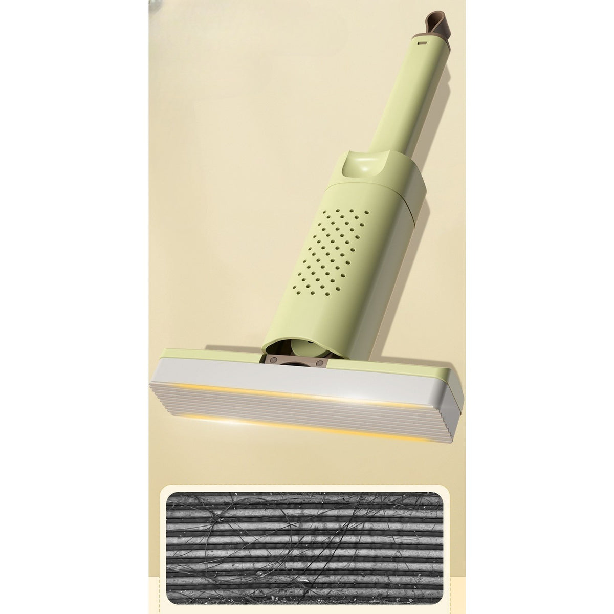 Mini Mop Portabil, Sistem Autostoarcere cu O Singura Mana, Cap din Burete Ecologic Absorbant, Rotire 180 Grade, Utilizare Umeda si Uscata, 15 x 27.5 cm, Verde