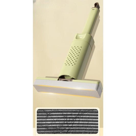 Mini Mop Portabil, Sistem Autostoarcere cu O Singura Mana, Cap din Burete Ecologic Absorbant, Rotire 180 Grade, Utilizare Umeda si Uscata, 15 x 27.5 cm, Verde