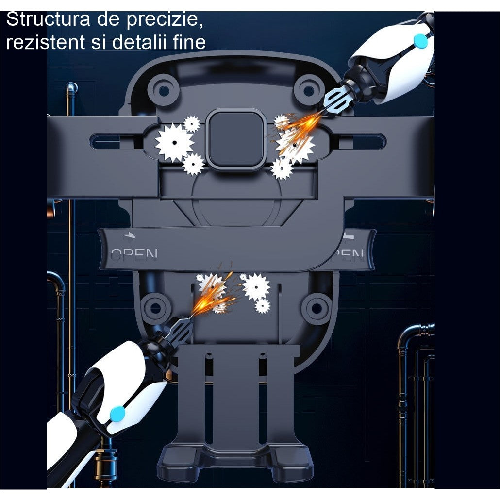 Suport Auto Telefon, Prindere Grila Ventilatie, Tija Fixare Reglabila, Rotativ 360 Grade, ABS si Silicon, 11 x 8.5 cm, Negru