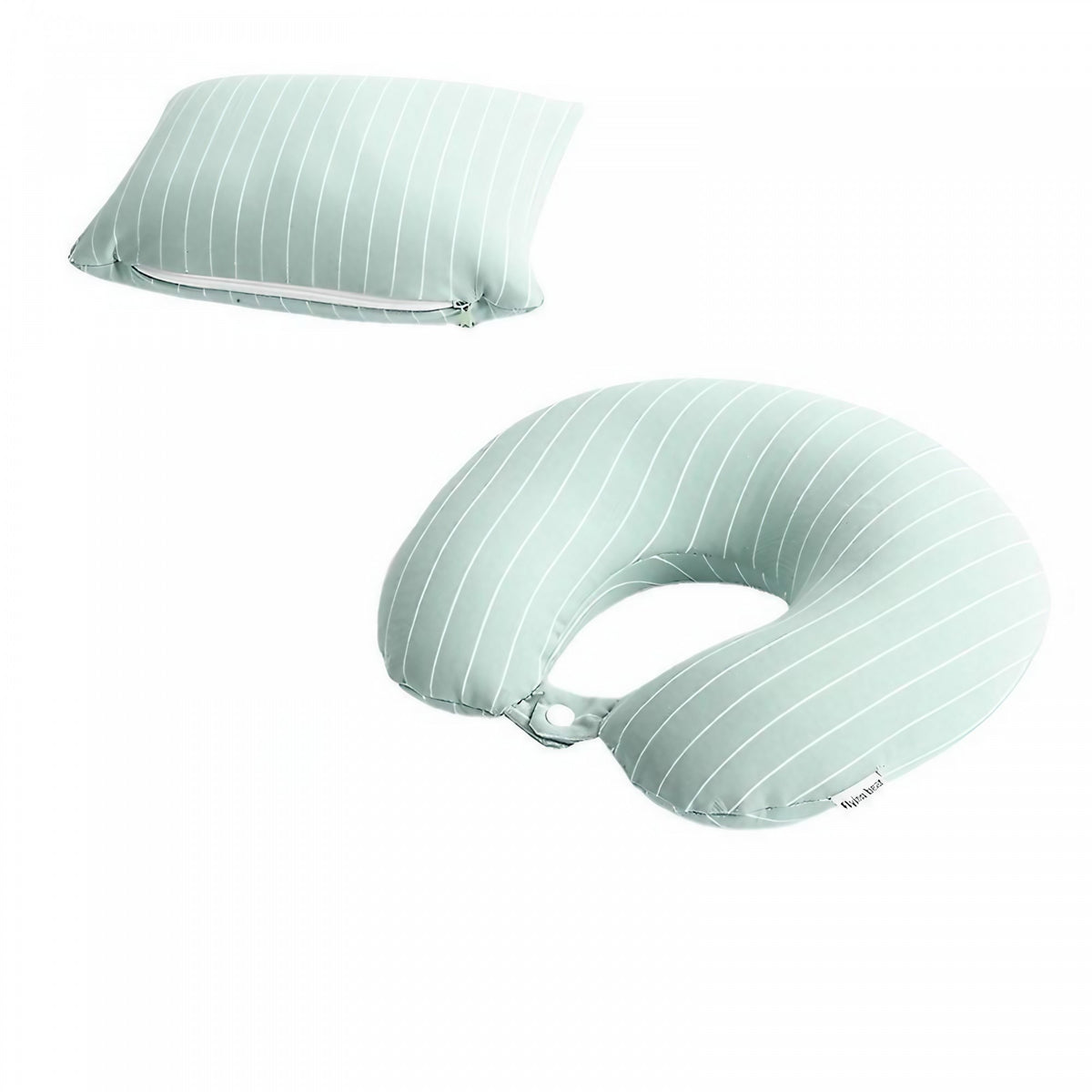 Perna De Calatorie 2 In 1, Forma U Si Patrata, Particule Spuma Memorie, Husa Bumbac Tricotat, Verde