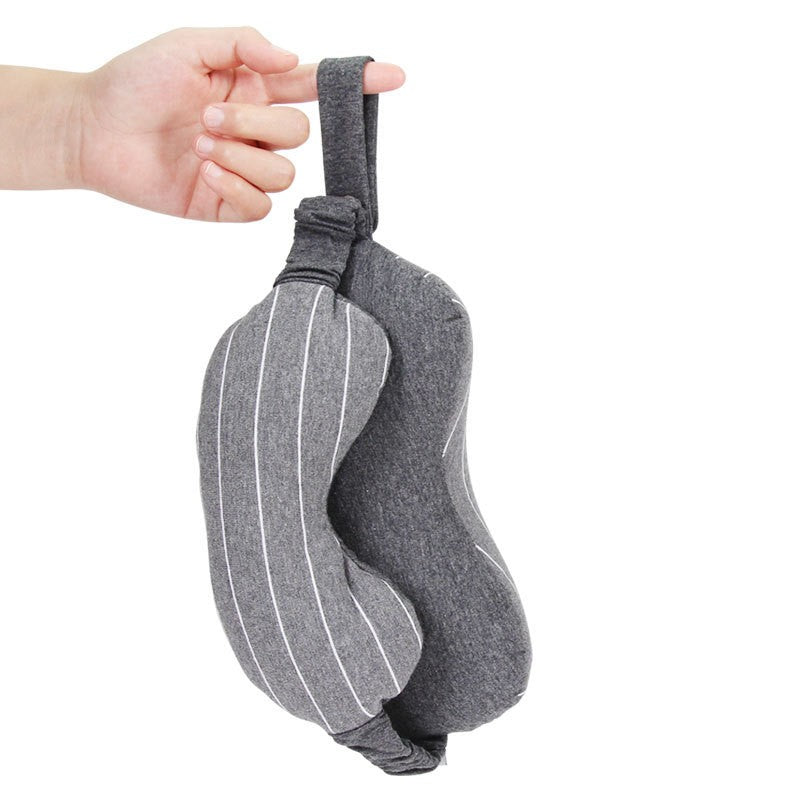 Masca de Dormit 2 in 1 si Perna Travel pentru Gat, Suport Cervical cu Particule de Spuma si Bumbac Respirabil, Husa Detasabila cu Fermoar, Gri Inchis