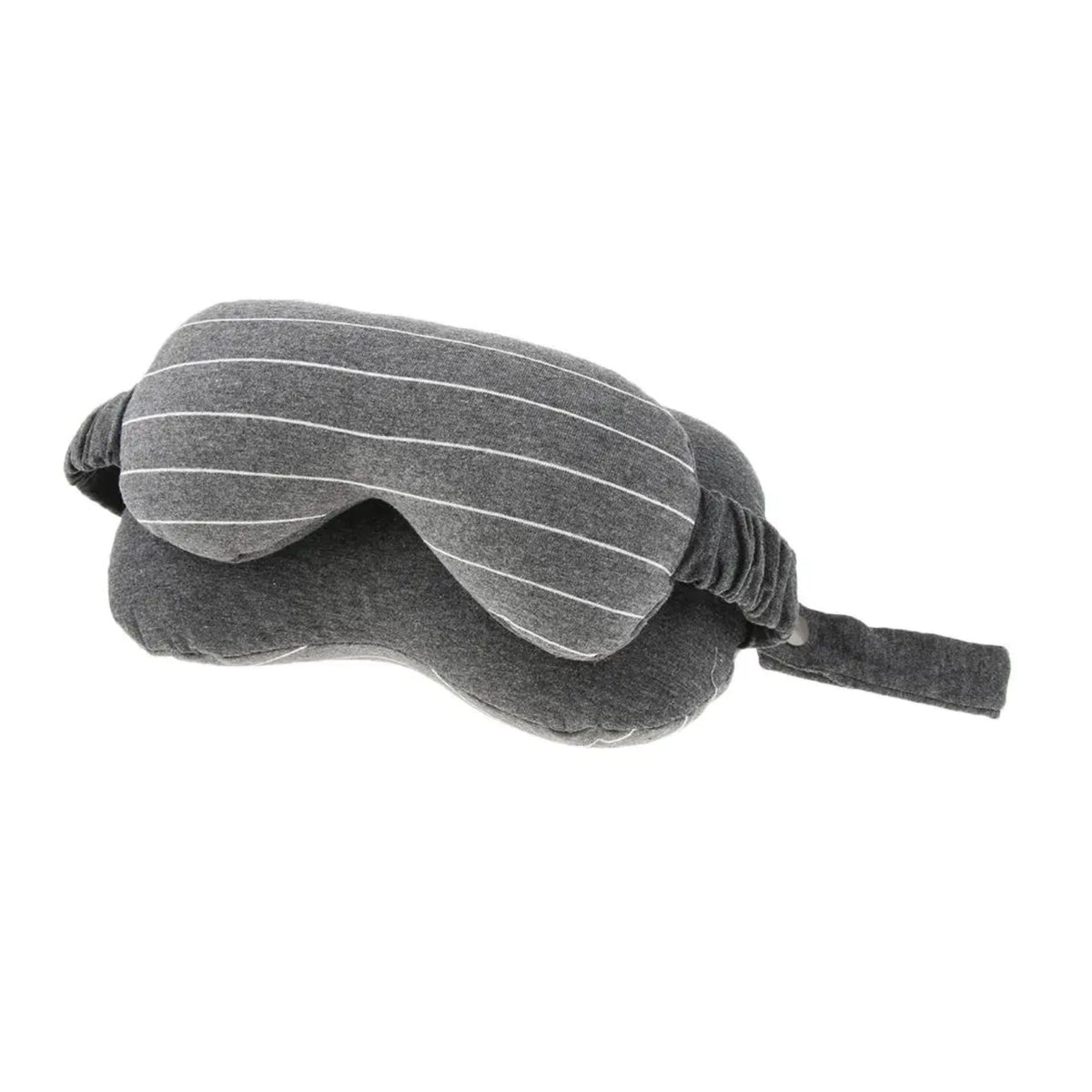 Masca de Dormit 2 in 1 si Perna Travel pentru Gat, Suport Cervical cu Particule de Spuma si Bumbac Respirabil, Husa Detasabila cu Fermoar, Gri Inchis