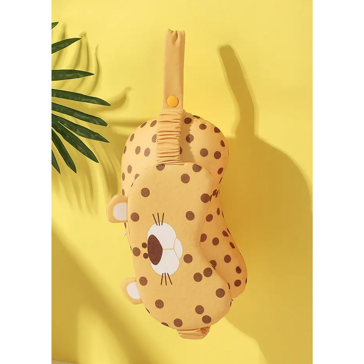 Masca de Dormit si Perna de Calatorie 2 in 1, Tetiera Ergonomica cu Particule de Spuma si Bumbac, Husa Detasabila, Model Leopard, Portocaliu