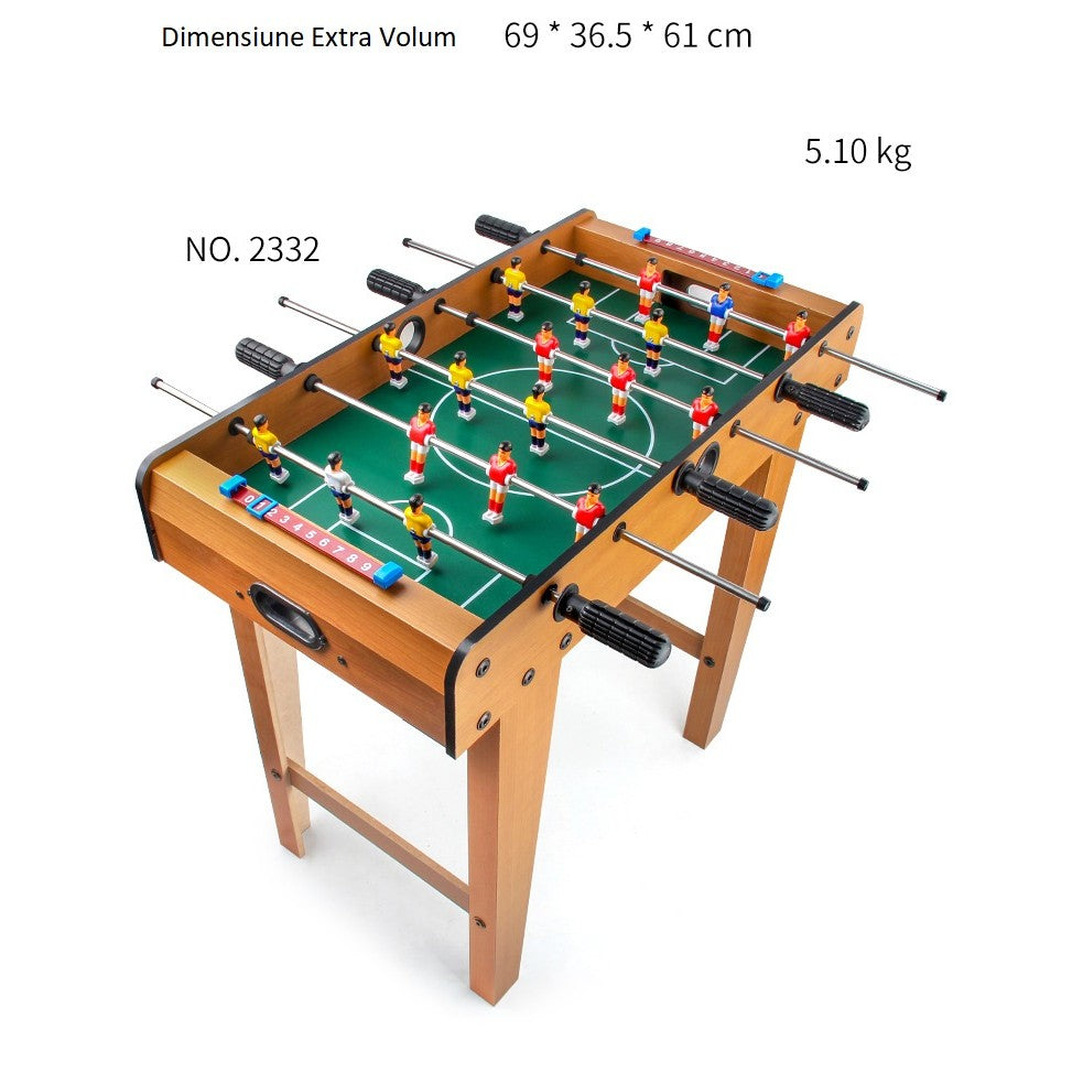 Masa de Fotbal cu Picioare pentru Copii si Adulti, Teren de Joc cu 18 Jucatori si 6 Manere, Lemn, Metal si ABS, cu Tablou de Scor, 69 x 36.5 x 61 cm